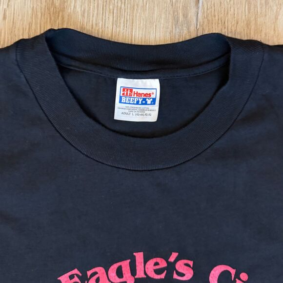 Hanes Beefy-T Graphic T-Shirt The Eagle’s Circle Pfizer Logo Black Large USA - Picture 4 of 6